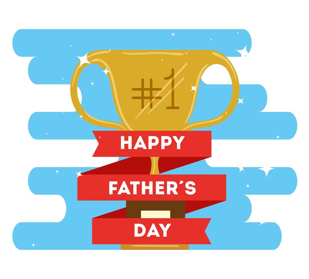 carte de fête des pères heureux avec décoration trophée vecteur