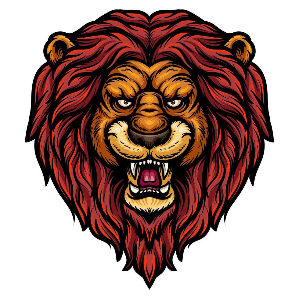 dessin animé en colère Lion tête mascotte vecteur