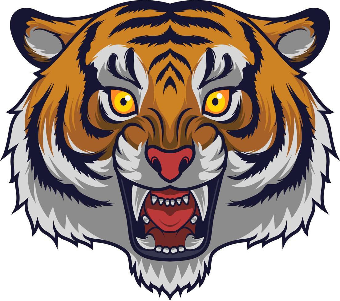 mascotte tête de tigre en colère vecteur