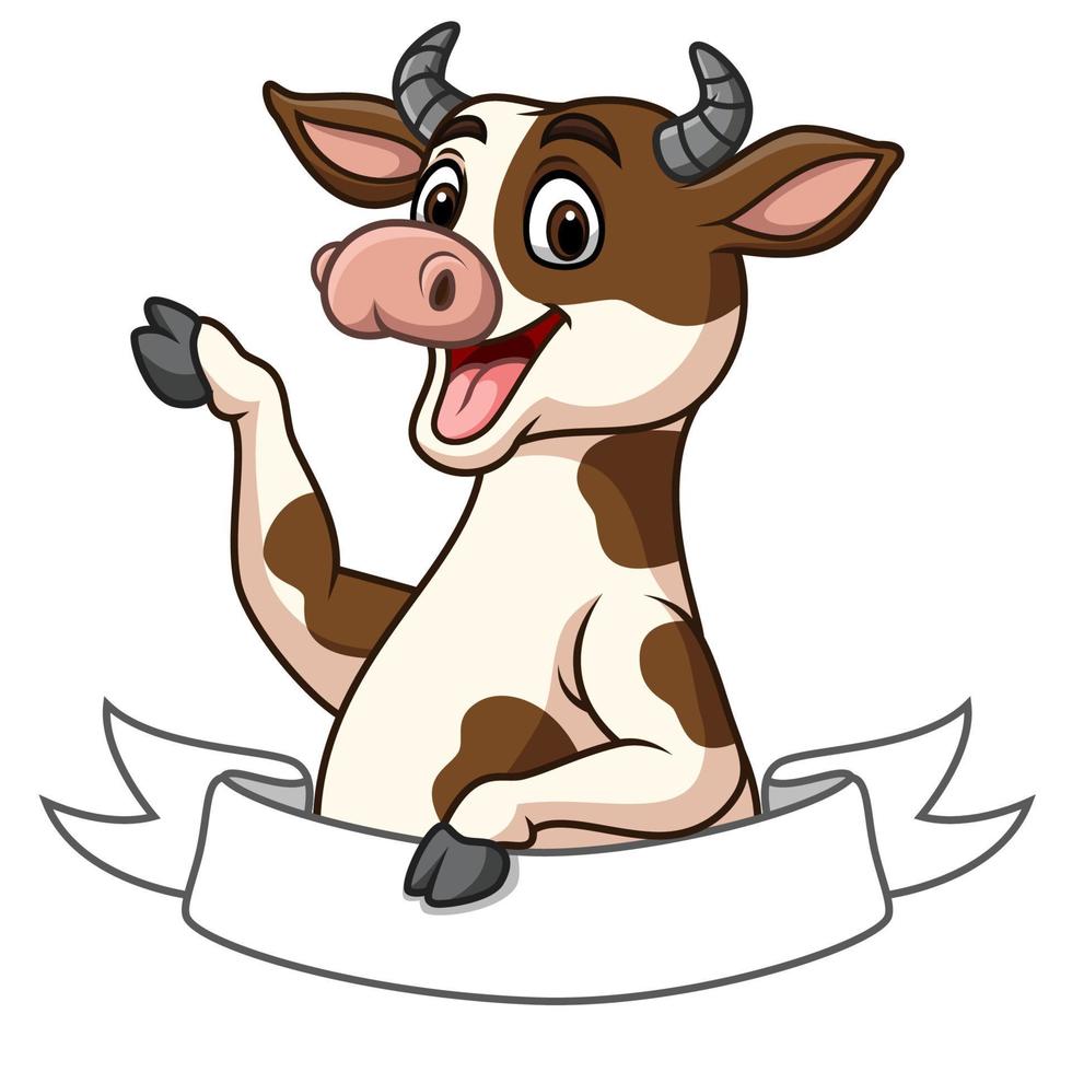dessin animé vache mascotte personnage avec Vide espace bannière vecteur