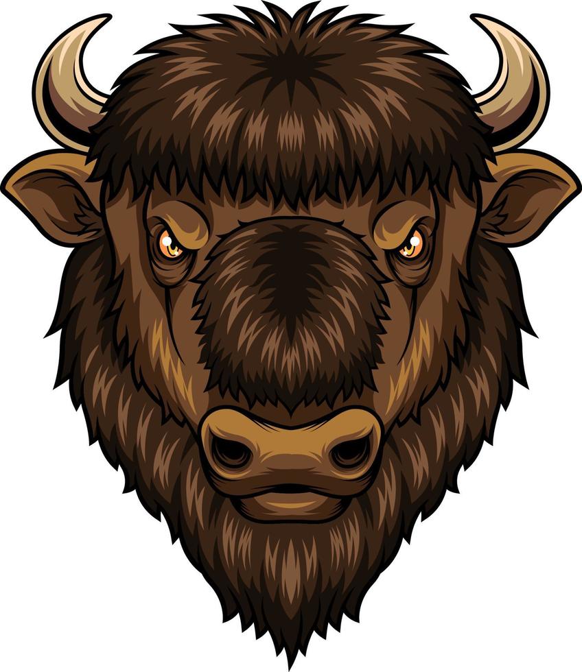 bison tête mascotte vecteur