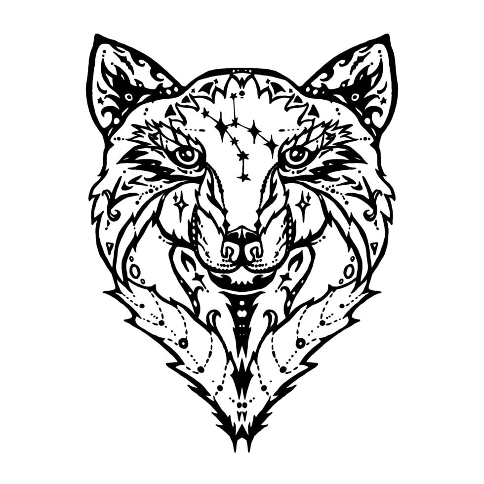 tatouage de loup sauvage vecteur