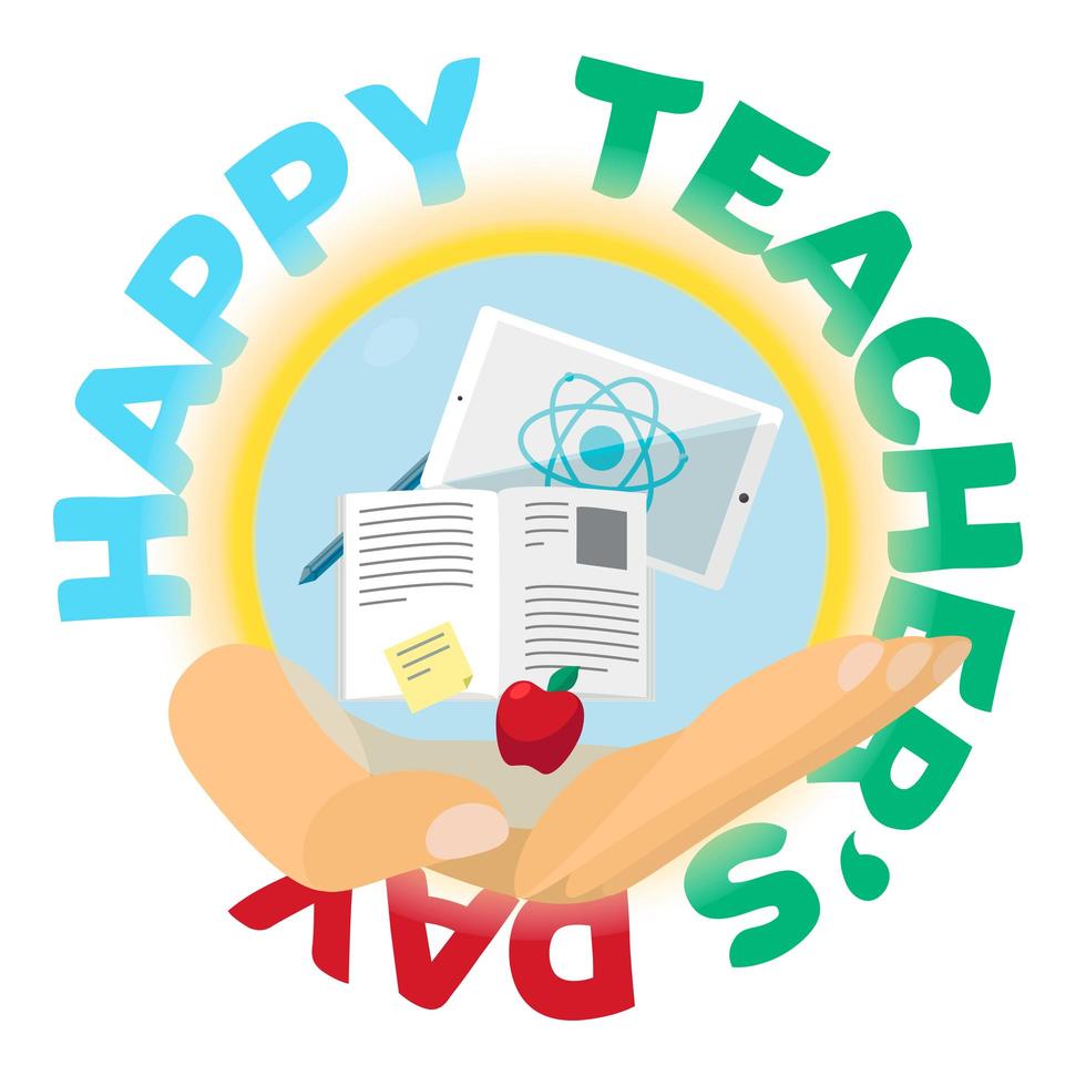 bannière de célébration de la journée des enseignants heureux vecteur