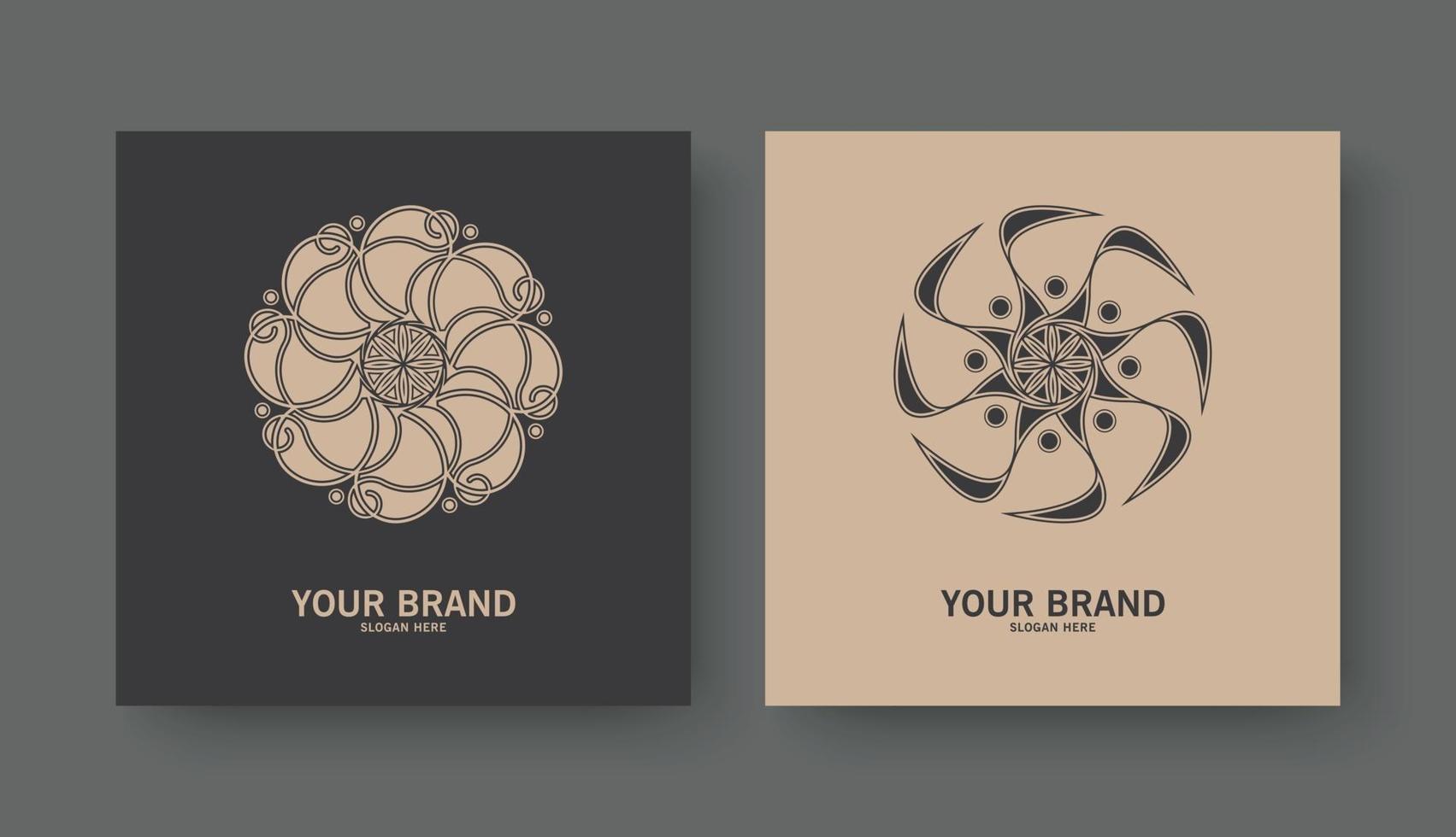 logo floral rétro avec design d'ornement vecteur