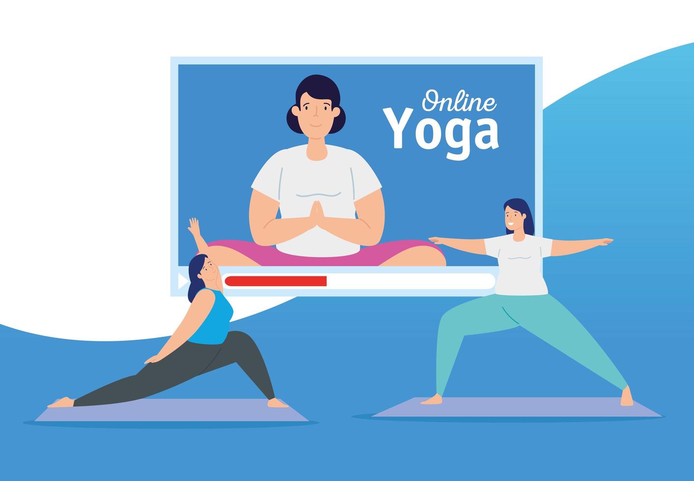 femmes pratiquant le yoga en ligne vecteur