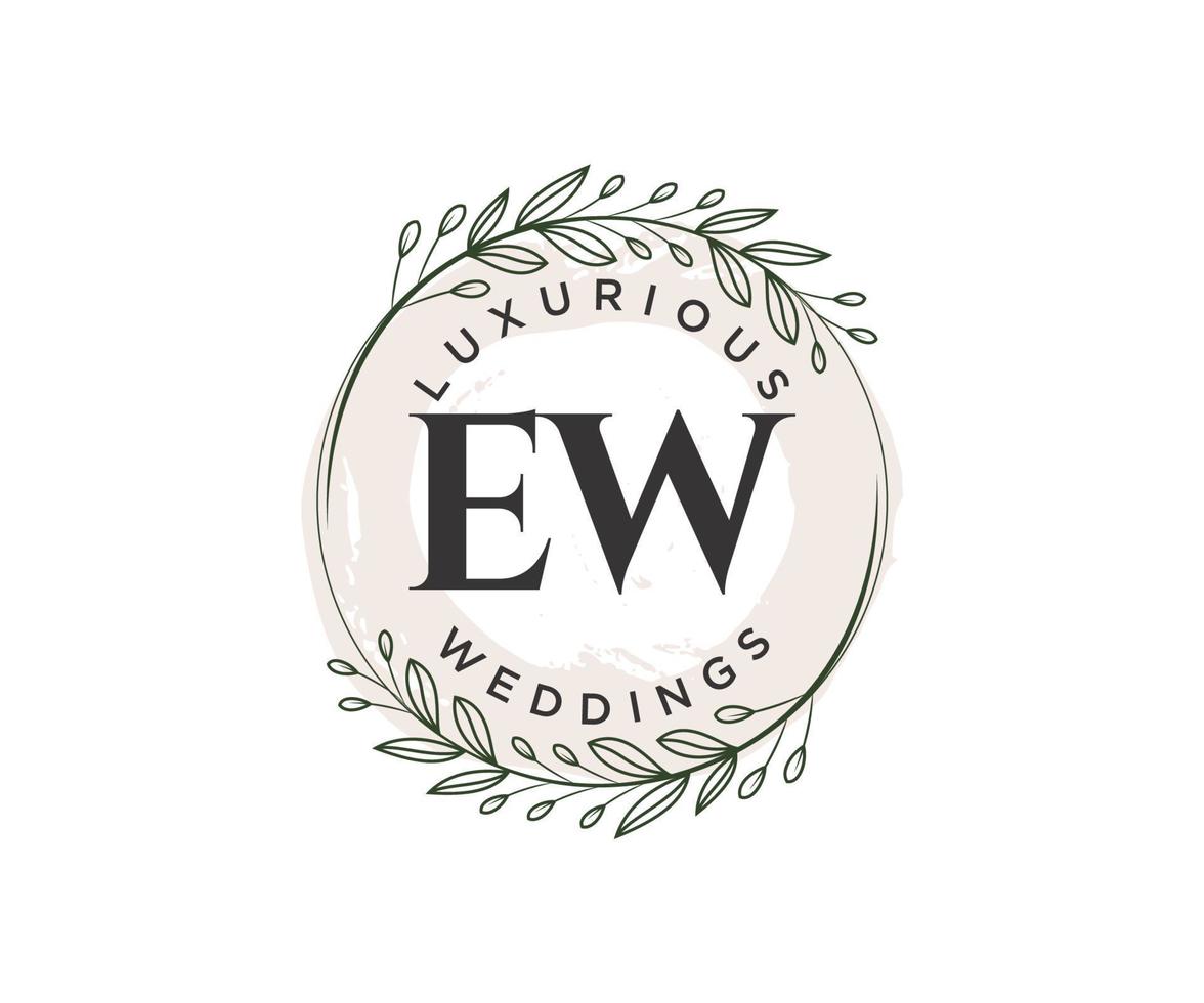 ew initials letter wedding monogram logos template, modèles minimalistes et floraux modernes dessinés à la main pour cartes d'invitation, réservez la date, identité élégante. vecteur