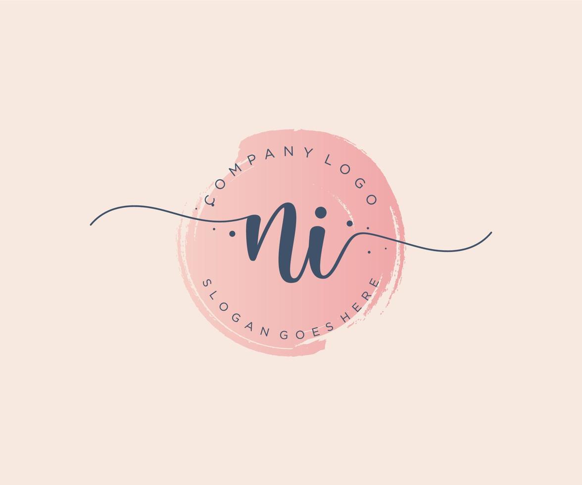 initiale ni logo féminin. utilisable pour les logos nature, salon, spa, cosmétique et beauté. élément de modèle de conception de logo vectoriel plat.