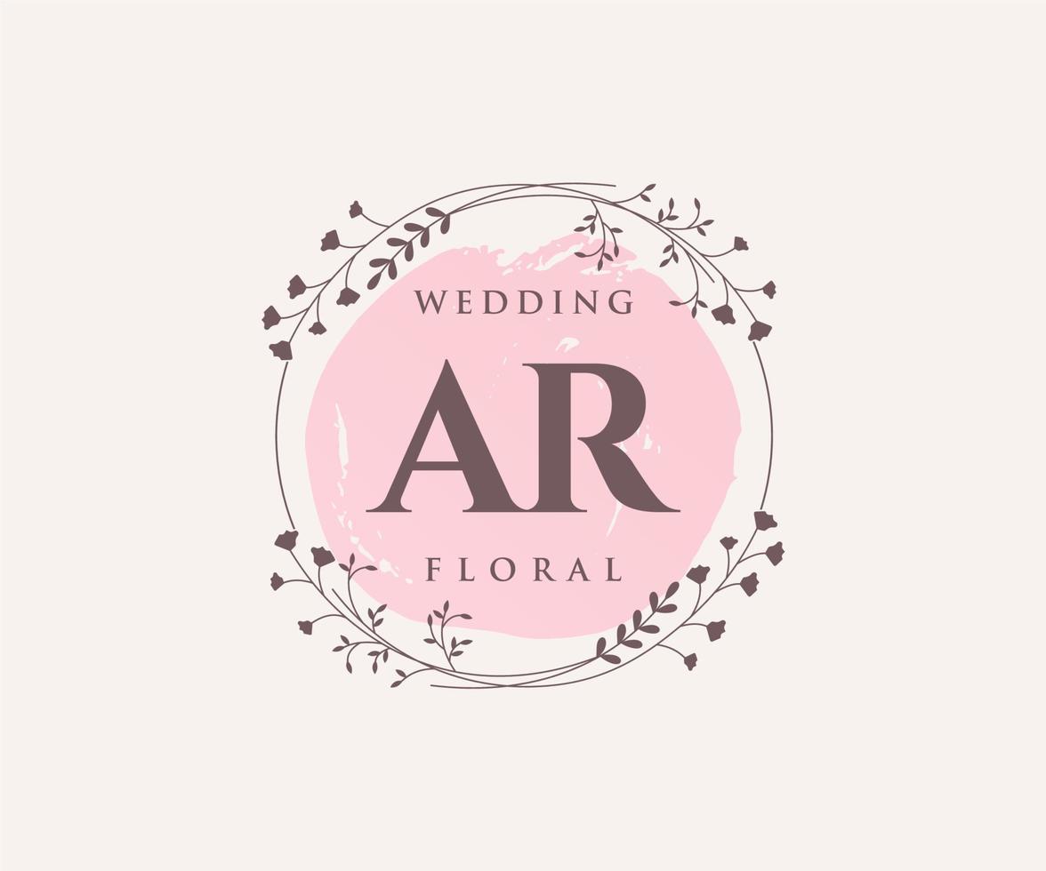 ar initiales lettre modèle de logos de monogramme de mariage, modèles minimalistes et floraux modernes dessinés à la main pour cartes d'invitation, réservez la date, identité élégante. vecteur