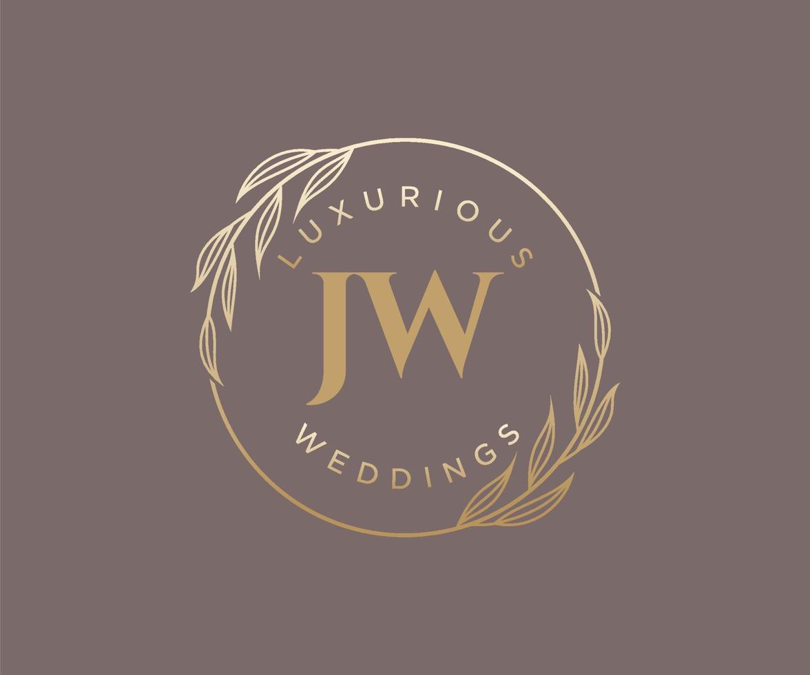 modèle de logos de monogramme de mariage lettre initiales jw, modèles minimalistes et floraux modernes dessinés à la main pour cartes d'invitation, réservez la date, identité élégante. vecteur