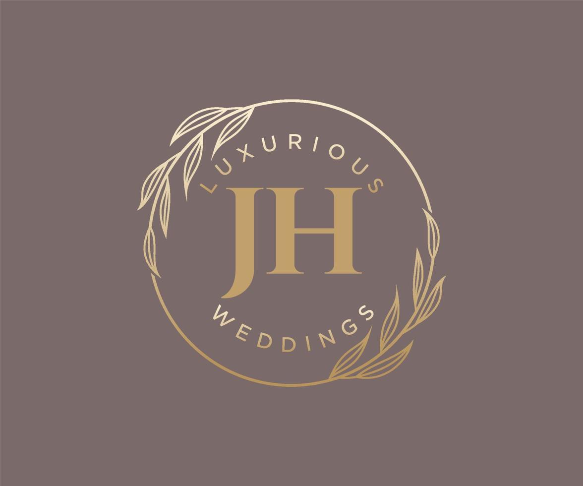 jh initiales lettre mariage monogramme logos modèle, modèles minimalistes et floraux modernes dessinés à la main pour cartes d'invitation, réservez la date, identité élégante. vecteur