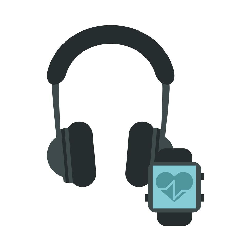 casque audio avec appareils smartwatch vecteur