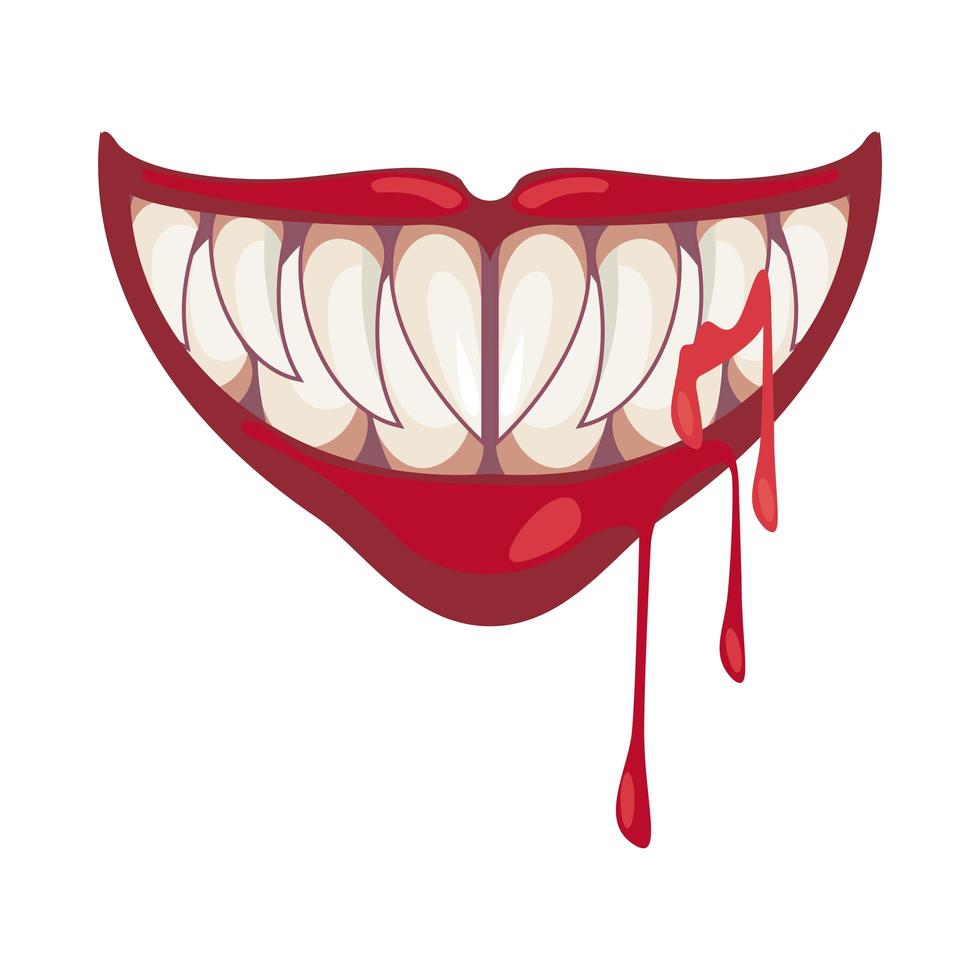 bouche de clown maléfique sombre halloween avec du sang vecteur