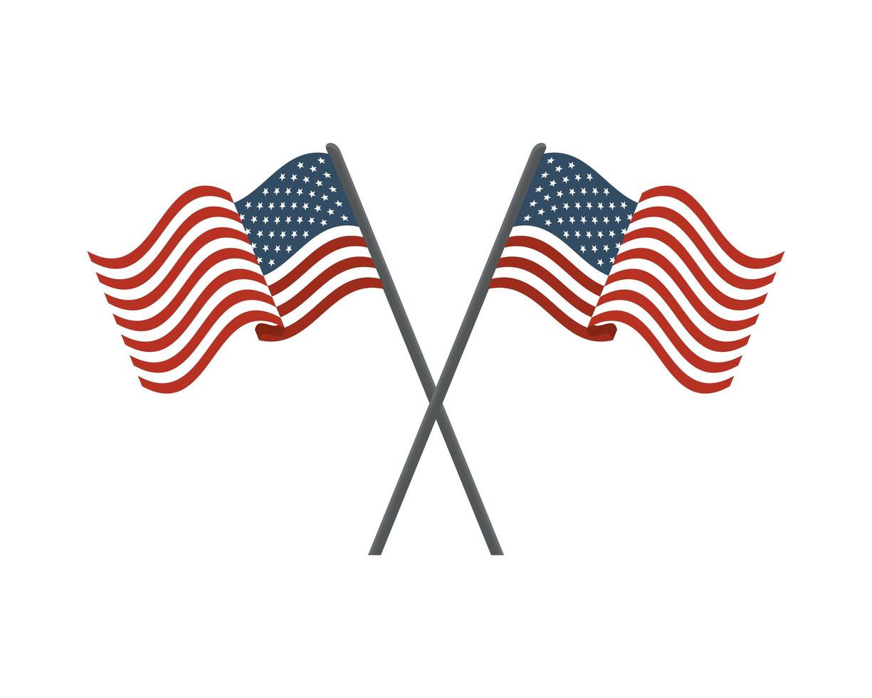 Drapeaux des États-Unis d'Amérique sur les poteaux croisés vecteur