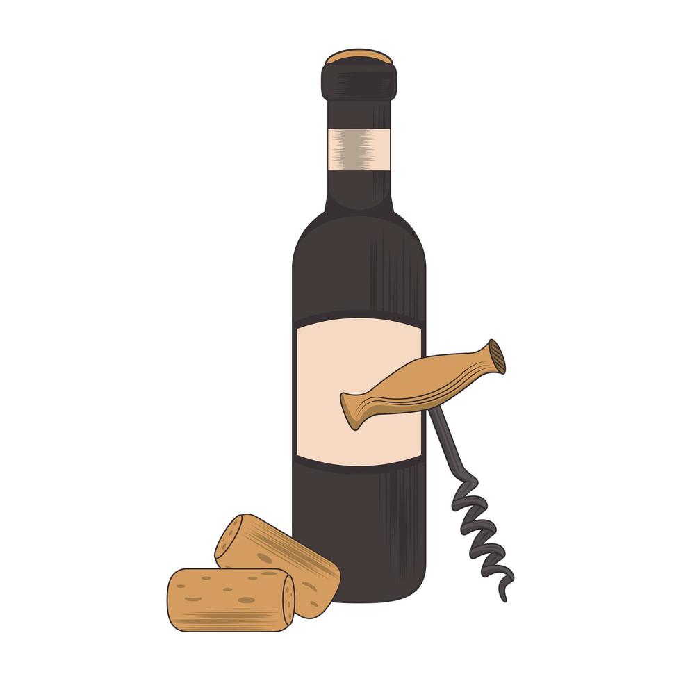 icône de verre à vin et tire-bouchon vecteur
