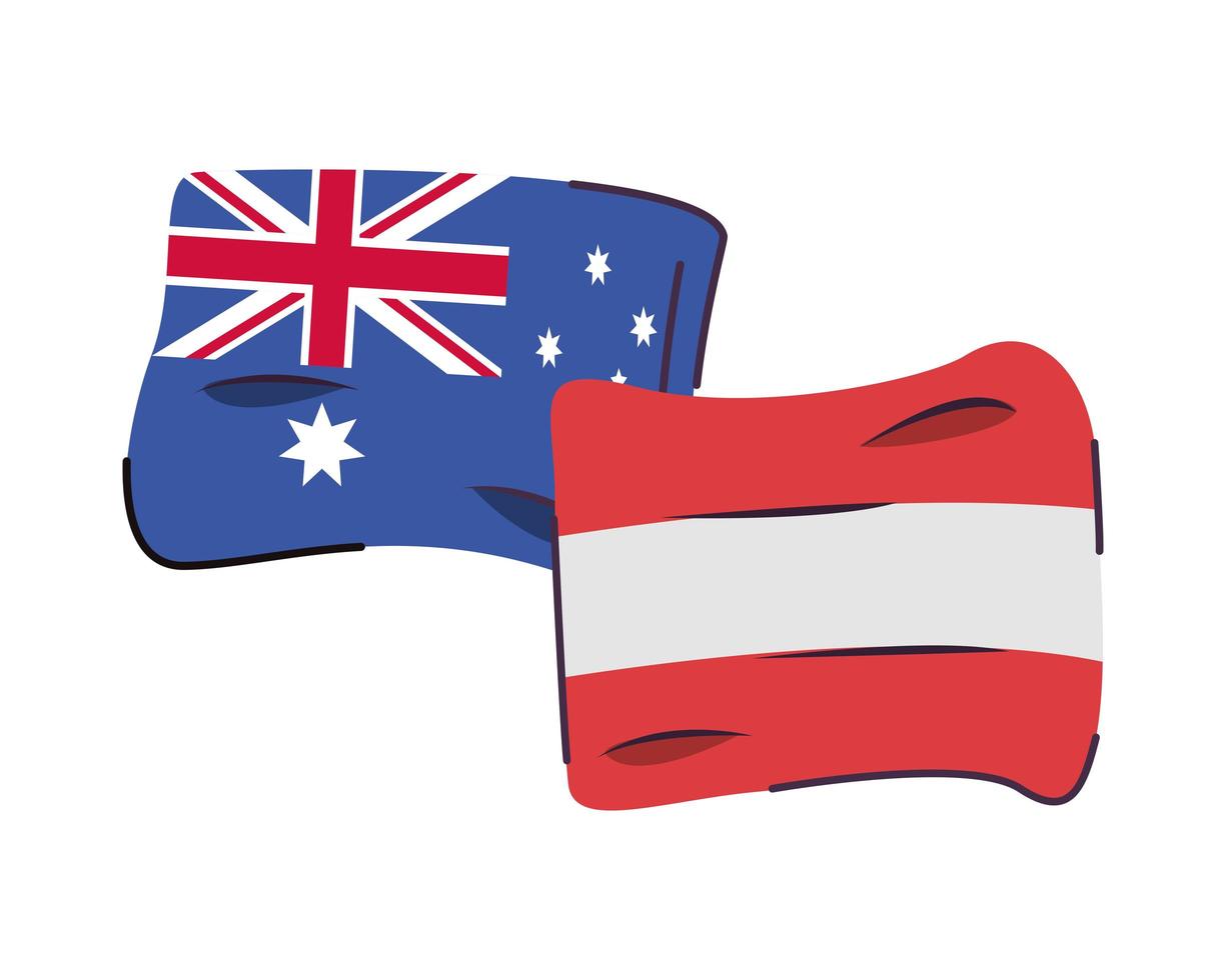 Icône isolé de drapeaux australie et autriche vecteur