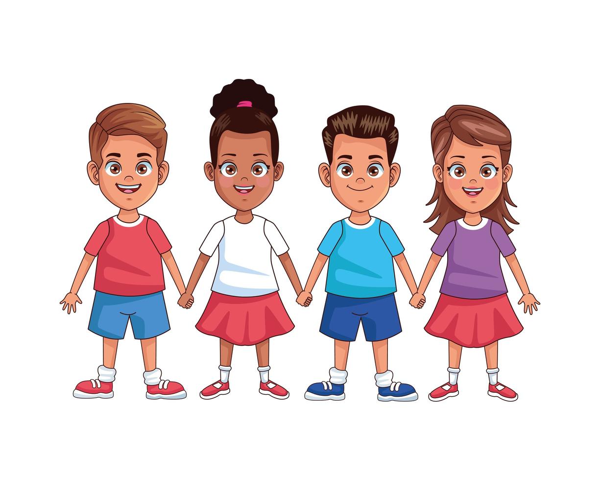 heureux petits personnages avatars enfants interraciaux vecteur