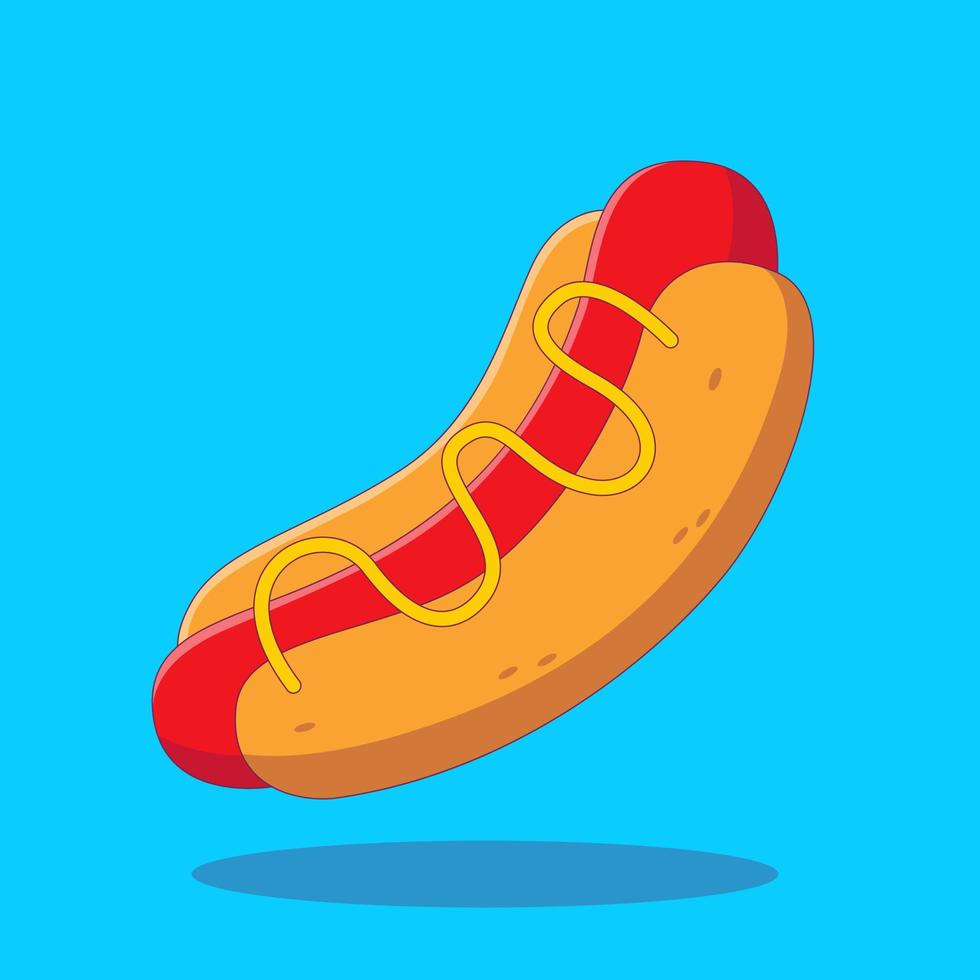 Hot-dog nourriture dessin animé icône illustration vecteur