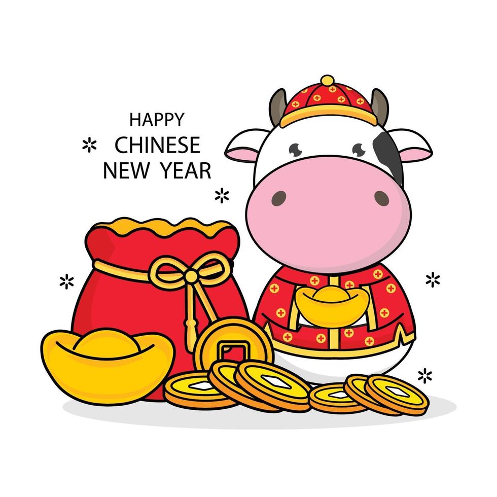 bonne année chinoise 2021 année du bœuf. vecteur