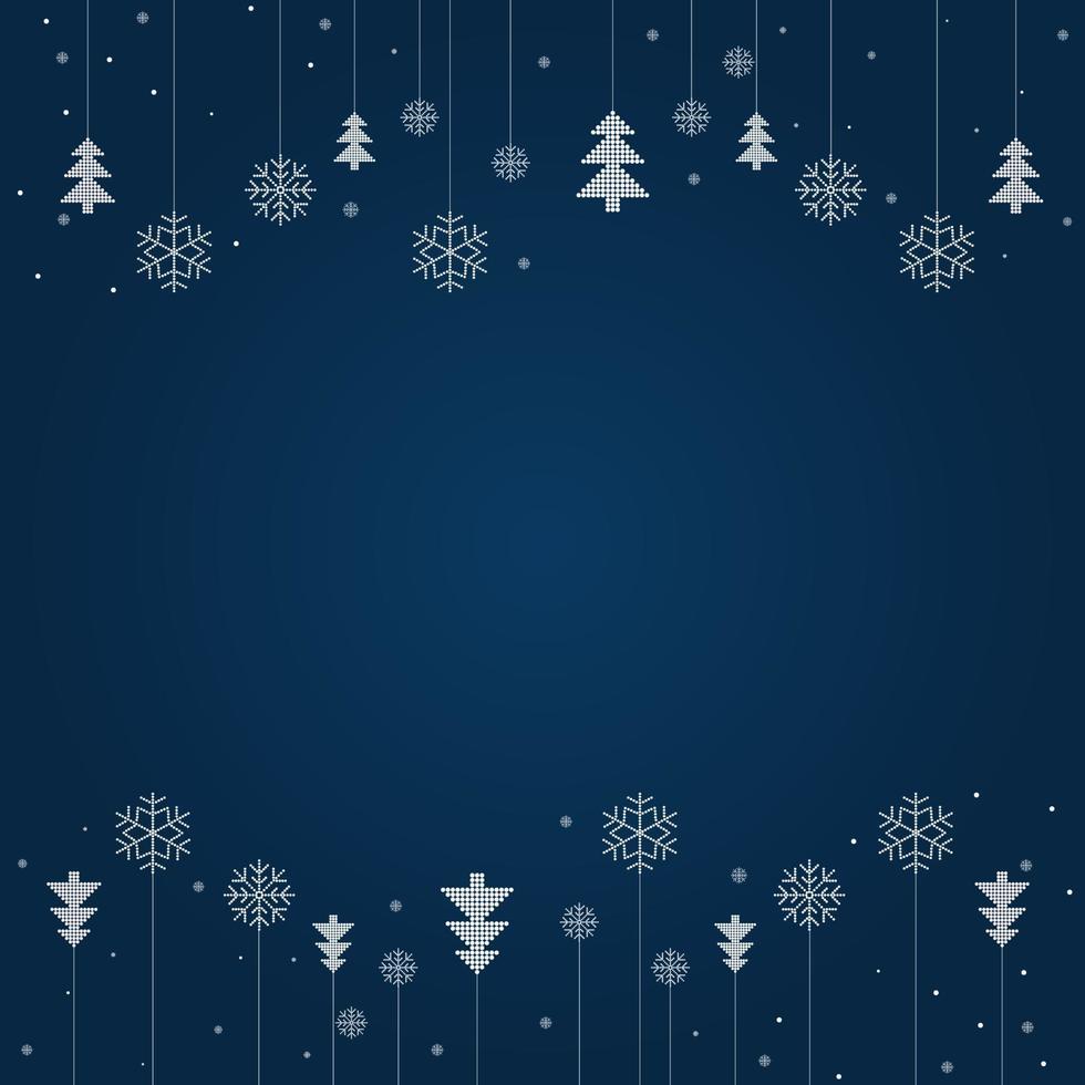 joyeux noël et joyeuses fêtes carte de voeux avec fond bleu et flocons de neige vecteur