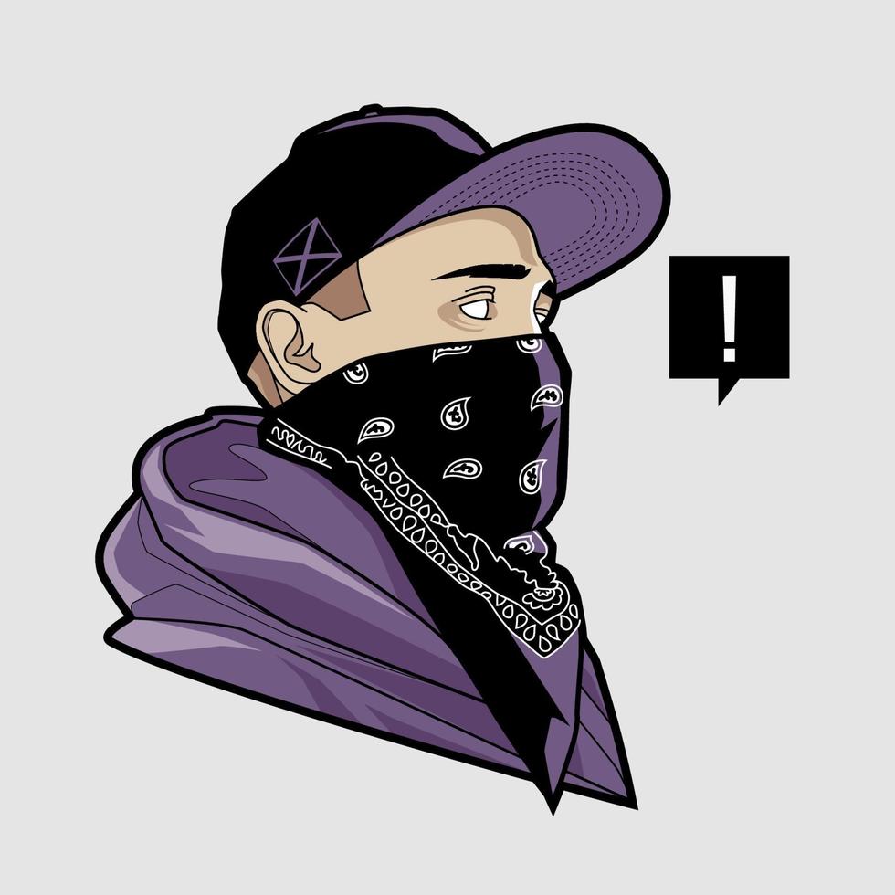 homme en chapeau et bandana vector art