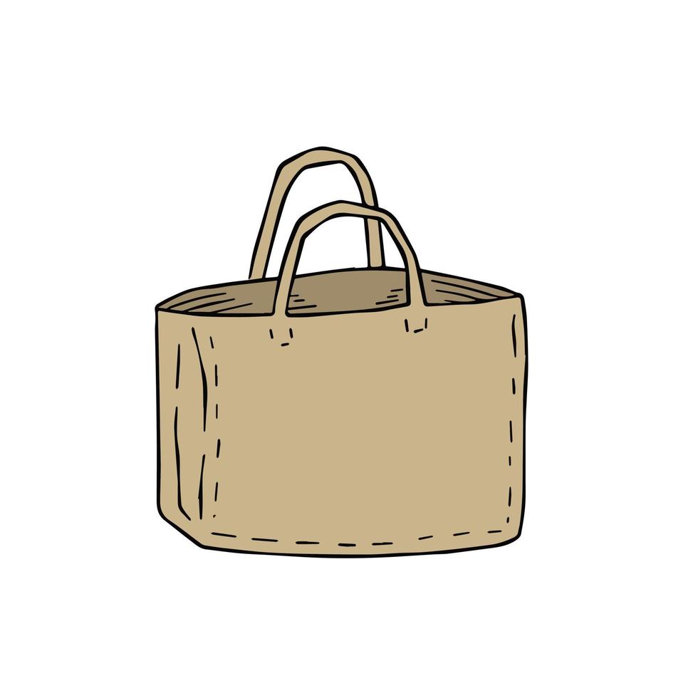 Toile fourre-tout sac. tissu éco client. contour dessin animé illustration. réutilisable sac pour les courses vecteur