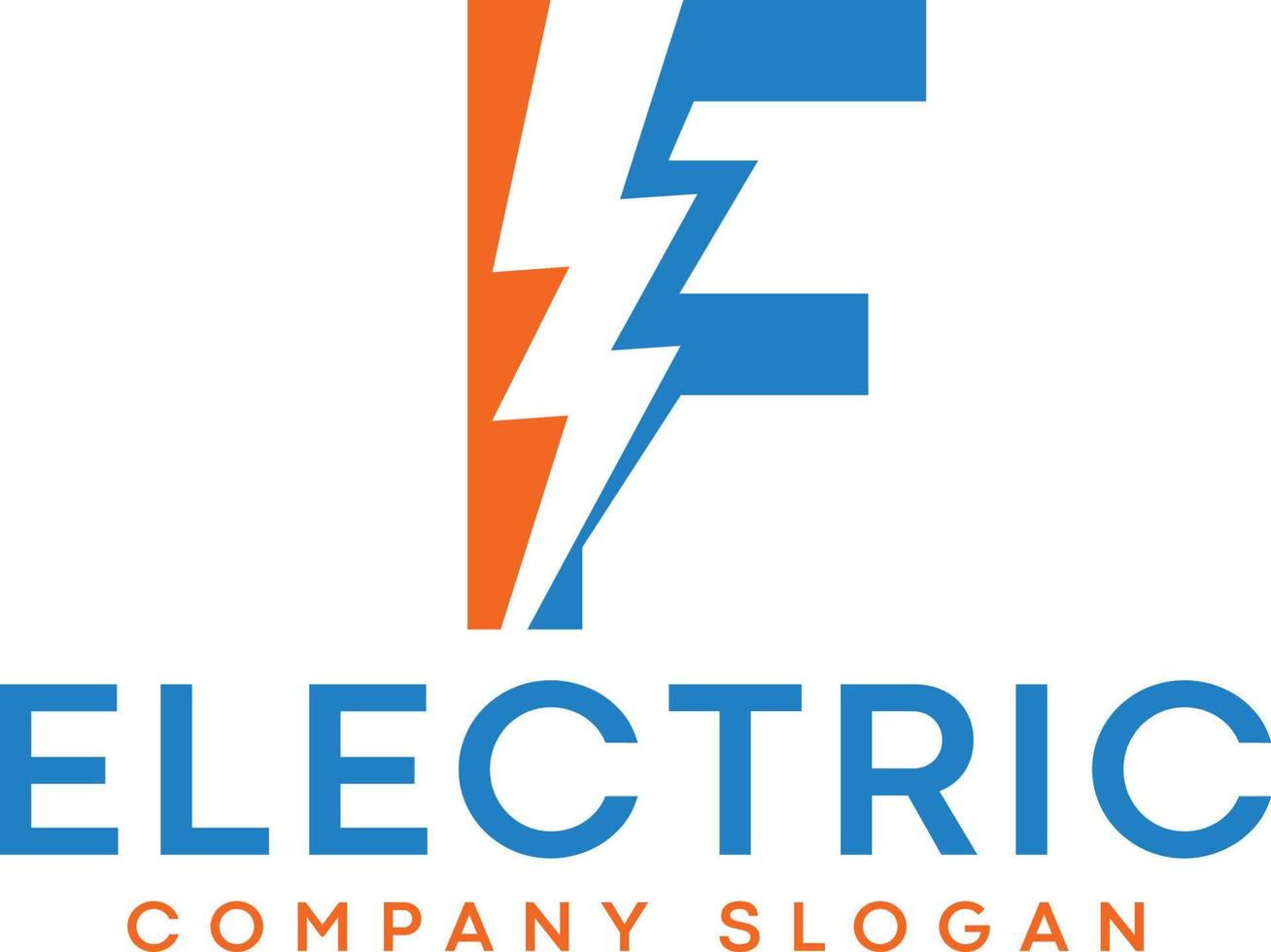 F électrique lettre logo conception avec éclairage tonnerre boulon logo vecteur