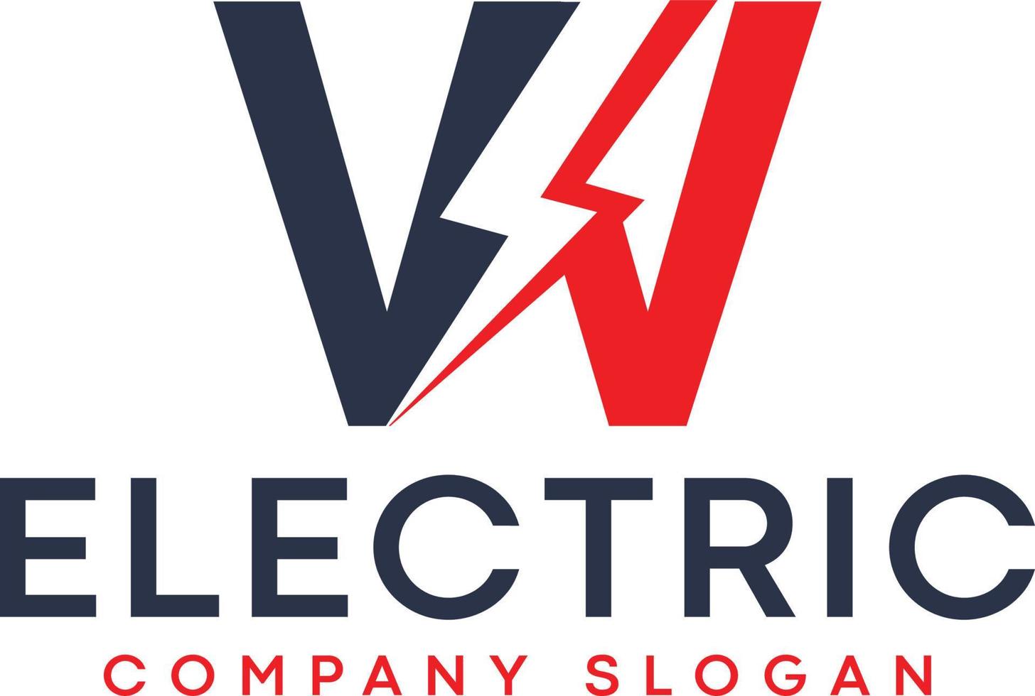 w électrique lettre logo conception avec éclairage tonnerre boulon logo vecteur