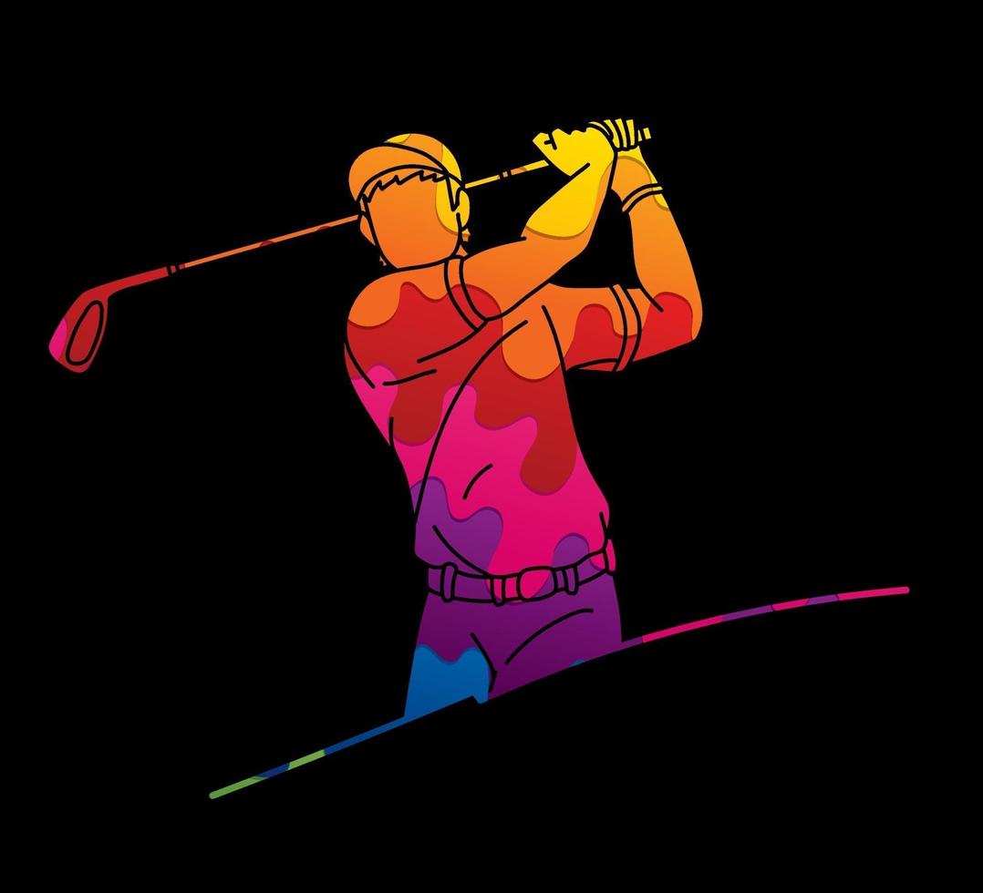 conception de joueur de golf à l'aide d'un pinceau de couleurs vecteur