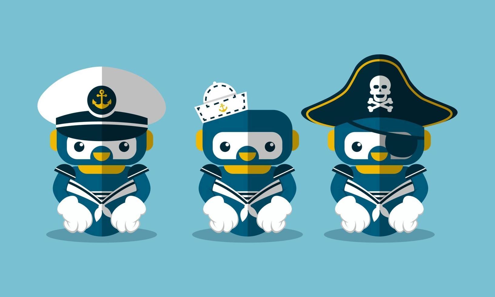 Illustration vectorielle pirate graphique et personnage de mascotte de robot marin vecteur