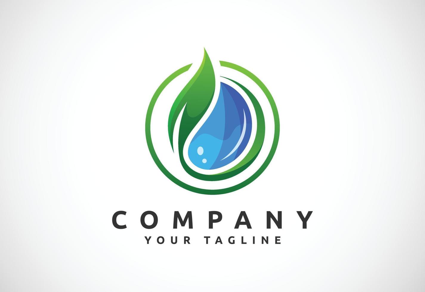 abstrait vert feuille avec l'eau laissez tomber la nature logo, environnement logo concept vecteur