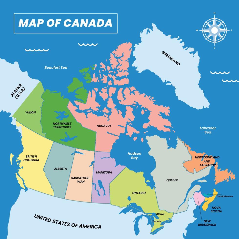 carte de Canada avec alentours les frontières vecteur