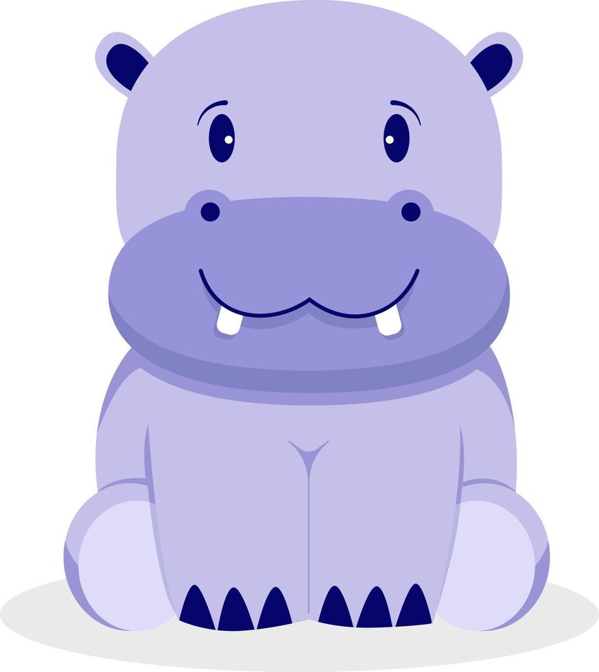 mignonne hippopotame dessin animé plat vecteur illustration