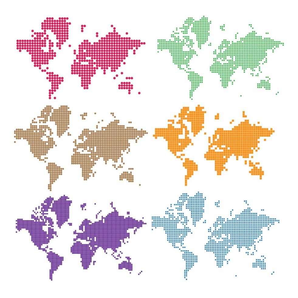 ensemble de carte du monde en pointillé de vecteur