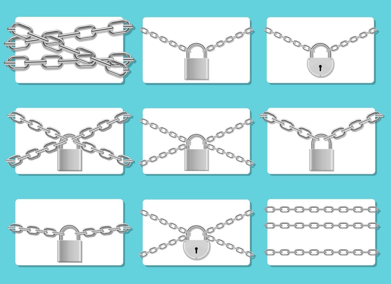 Carte de crédit en chaîne verrouillée avec illustration de conception de vecteur de cadenas isolé sur fond