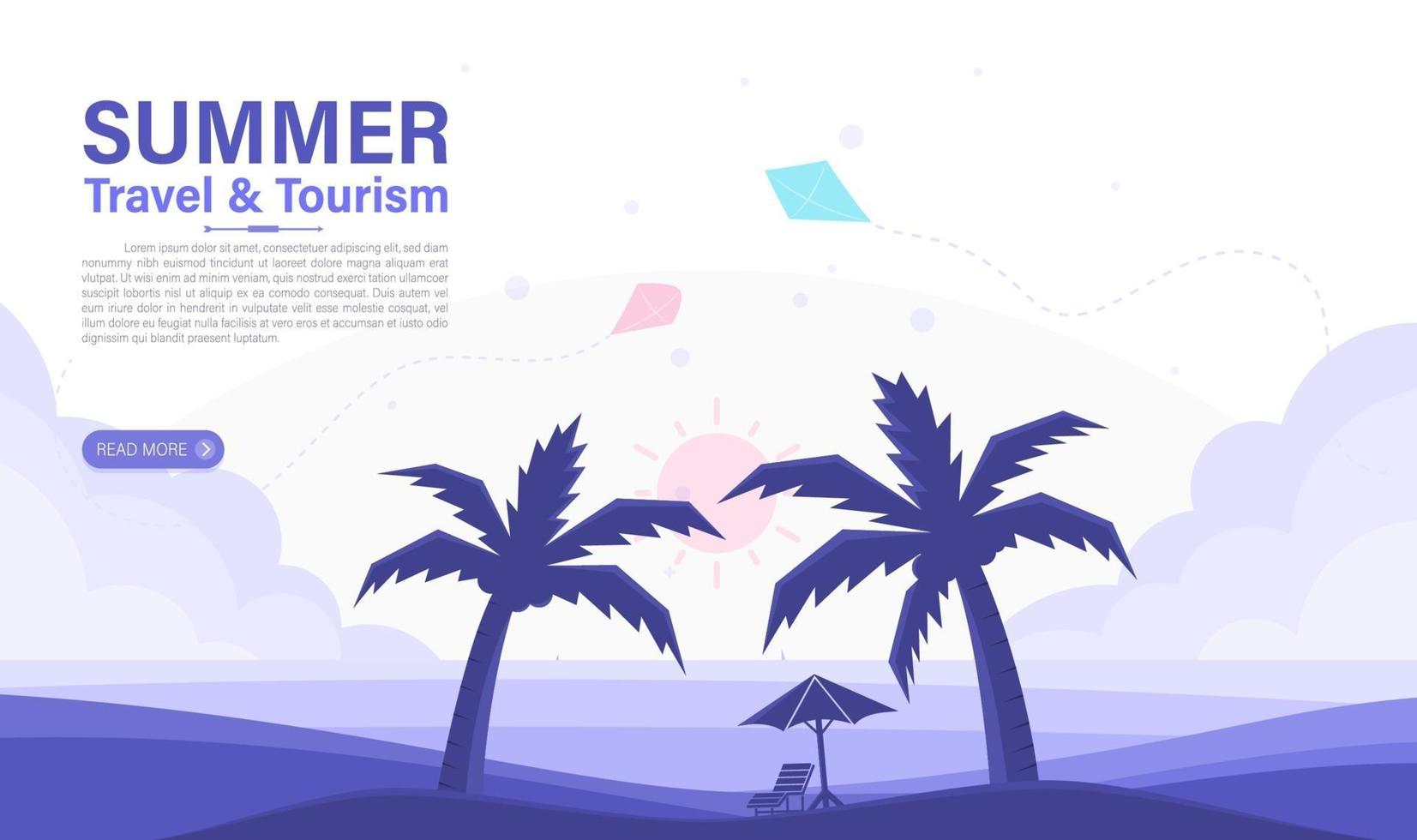 voyages d'été et tourisme. fond de mer et plage. elemant de conception Web. illustration vectorielle vecteur