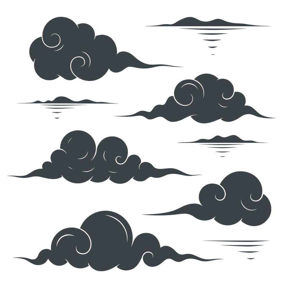 éléments de cloud traditionnels. style asiatique. illustration vectorielle vecteur