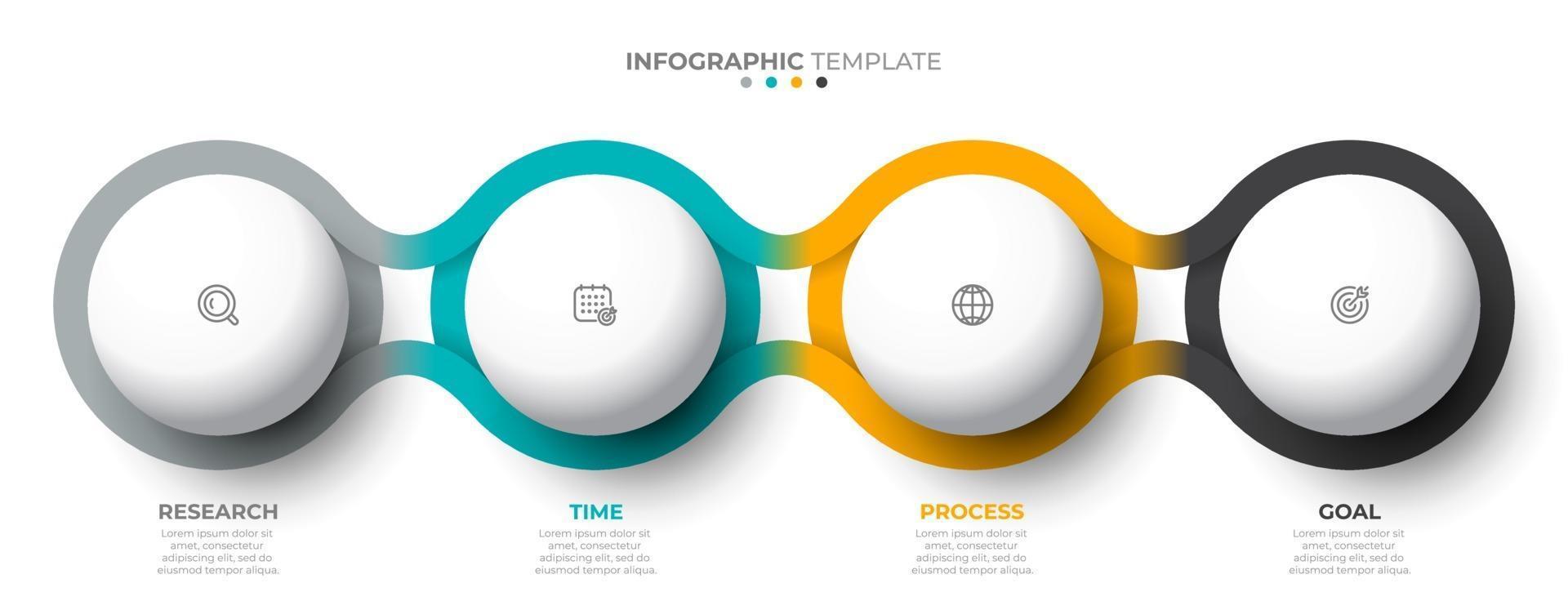 modèle vectoriel pour graphique d'informations. concept d'entreprise avec 4 options, étapes, icônes. éléments de conception de cercle créatif.