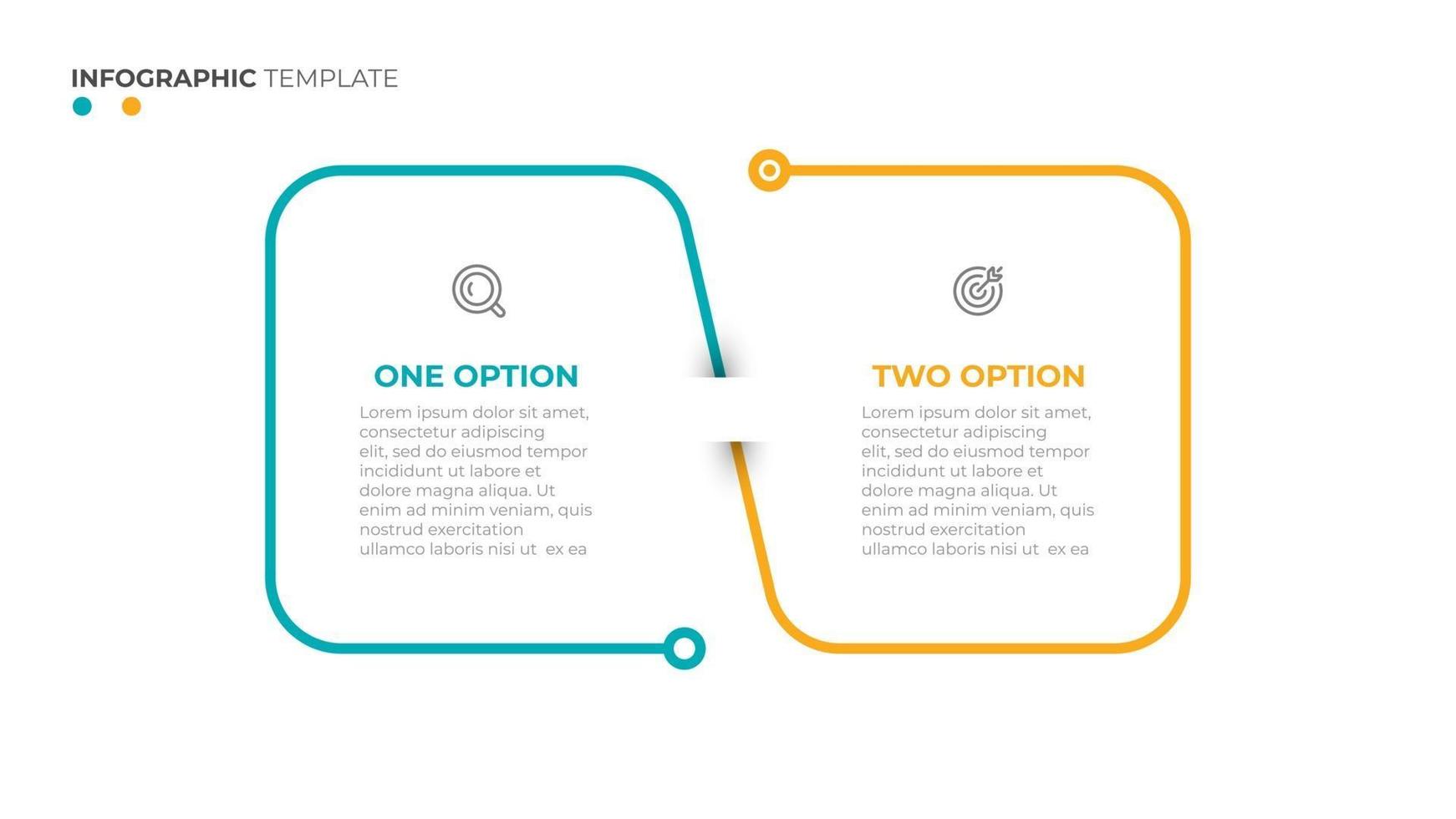 graphique d'informations linéaire vectoriel. chronologie avec 2 options. peut être utilisé pour la disposition du flux de travail, le diagramme, le rapport annuel, la conception Web. vecteur