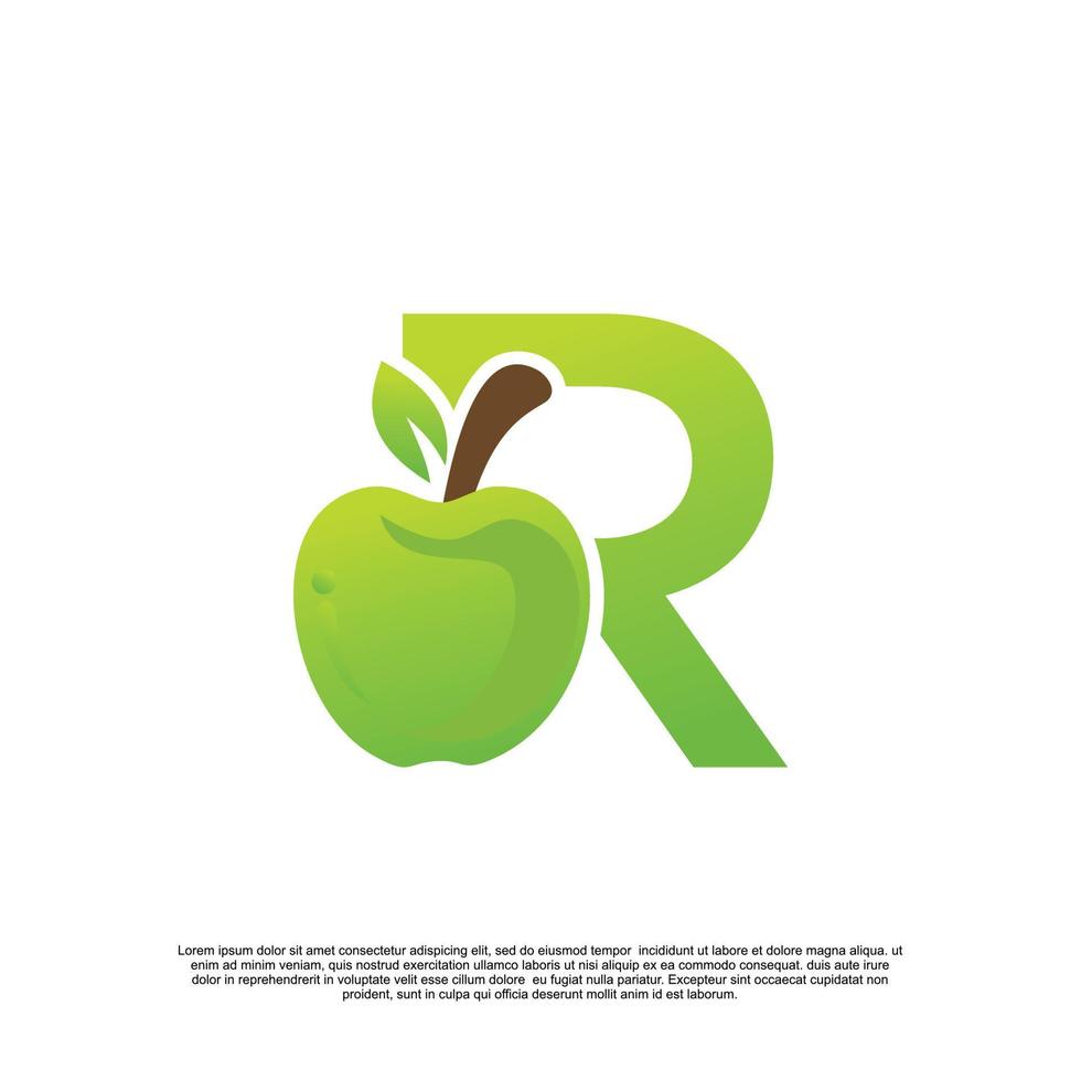 lettre r logo conception avec fruit modèle Frais logo prime vecteur