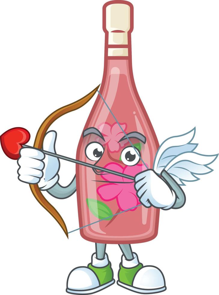 rose bouteille du vin dessin animé personnage style vecteur