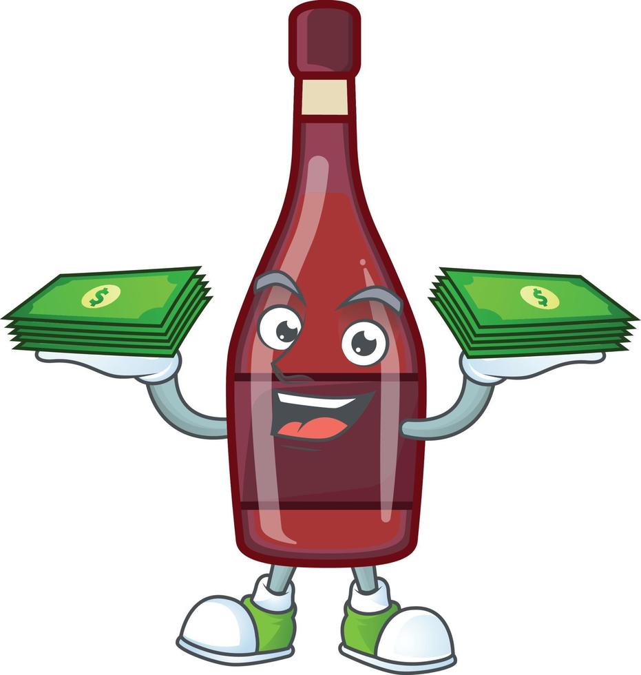 rouge bouteille du vin dessin animé personnage style vecteur