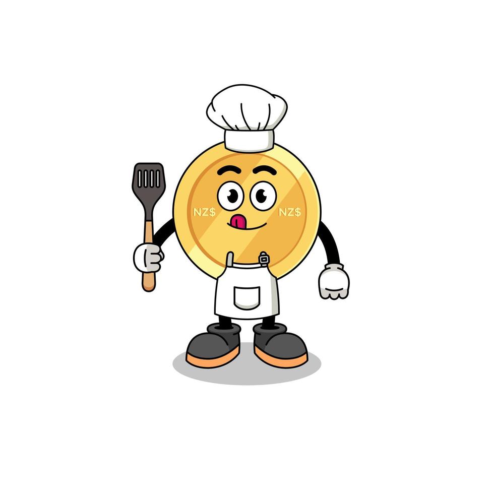 mascotte illustration de Nouveau zélande dollar chef vecteur