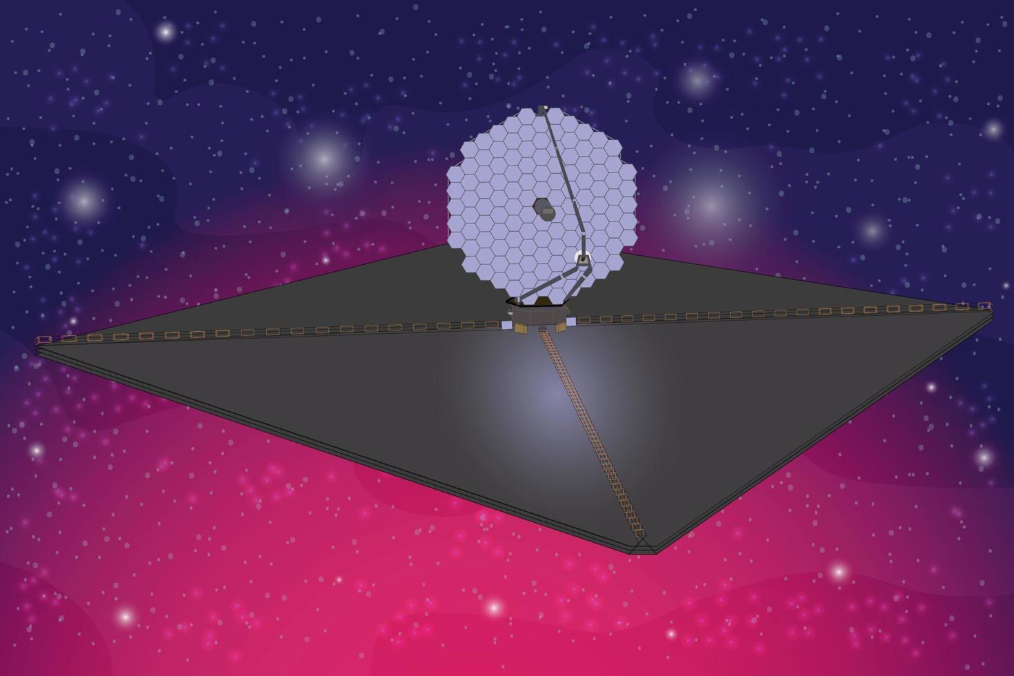 ultra-violet multiobjet espace télescope concept luvoir quelque part dans extérieur espace, ultra-large fond d'écran. vecteur