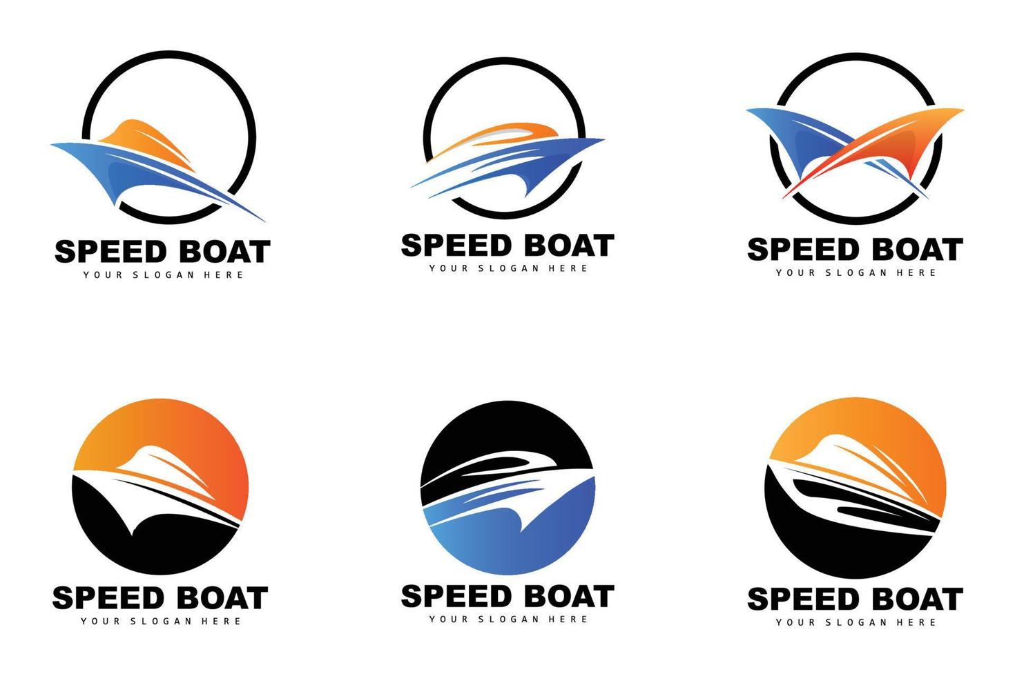 logo de bateau de vitesse, vecteur de navire de charge rapide, voilier, conception pour l'entreprise de fabrication de navires, navigation par voie navigable, véhicules marins, transport