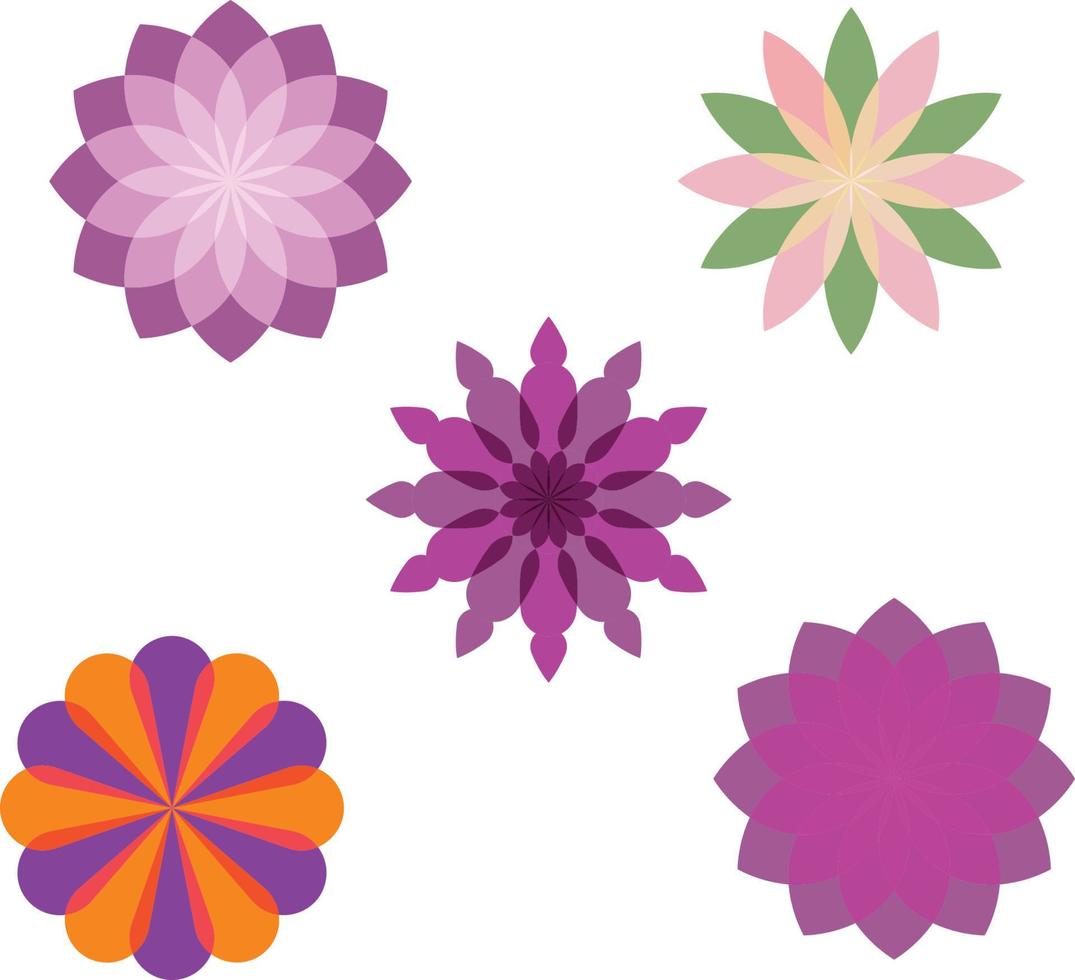 fleurs dans différent formes et couleurs vecteur