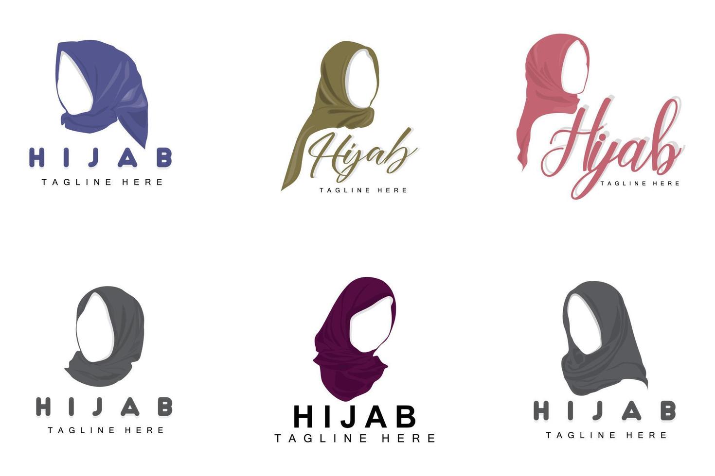 logo hijab, marque de vecteur de produit de mode, conception de boutique hijab pour femmes musulmanes