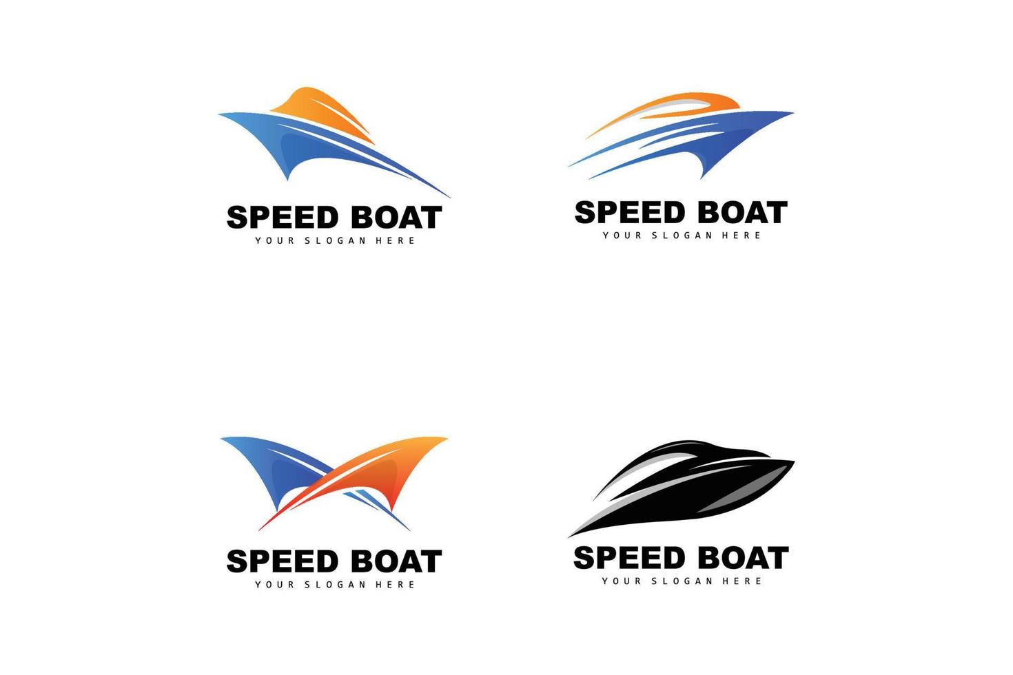 logo de bateau de vitesse, vecteur de navire de charge rapide, voilier, conception pour l'entreprise de fabrication de navires, navigation par voie navigable, véhicules marins, transport