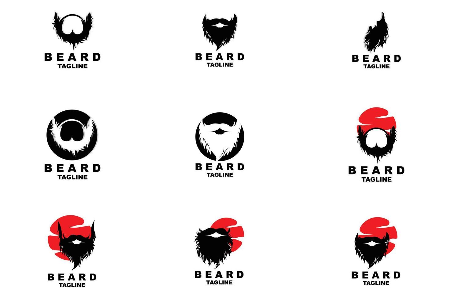 conception de logo de barbe, vecteur de cheveux d'aspect masculin, conception de style de salon de coiffure pour hommes