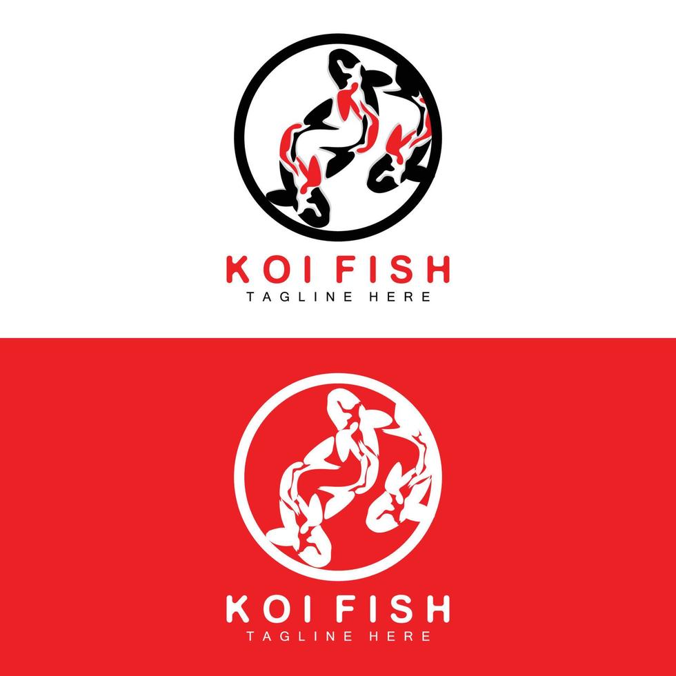 création de logo de poisson koi, vecteur de poisson d'ornement chanceux et triomphal chinois, icône de poisson d'or de marque d'entreprise