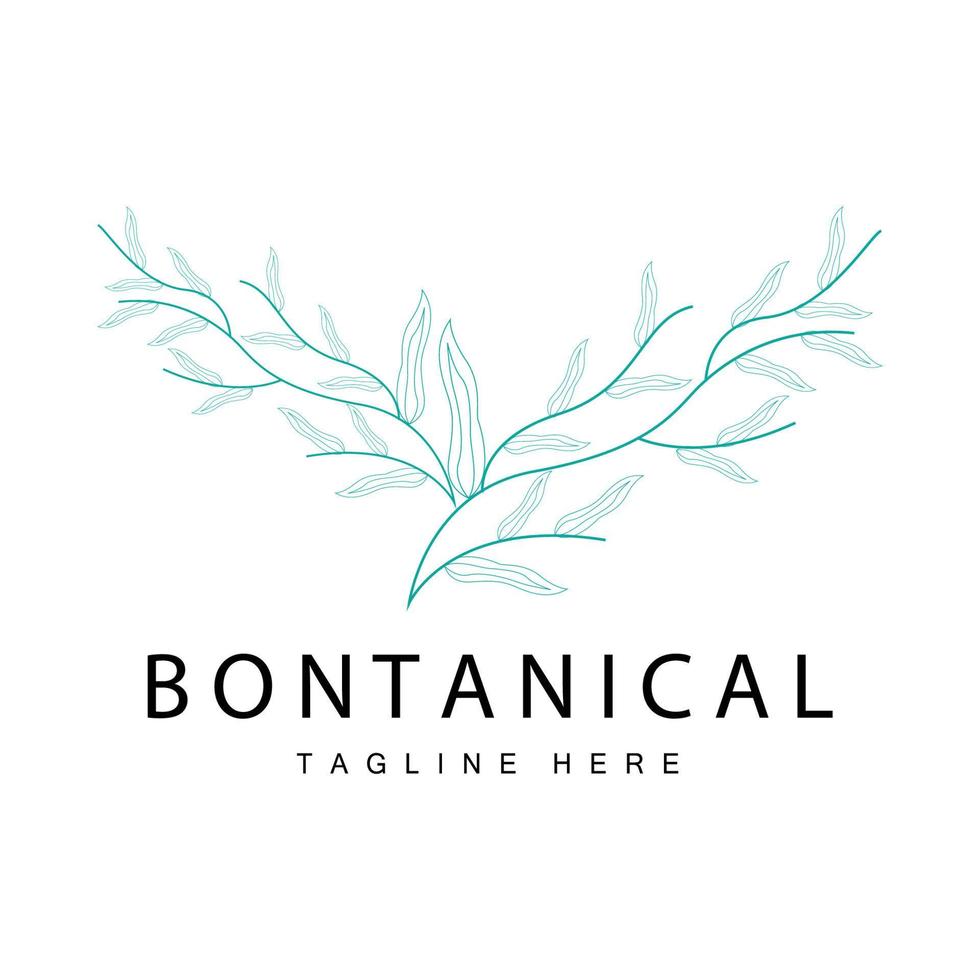 botanique logo, la nature plante conception, fleur plante icône vecteur avec ligne modèle